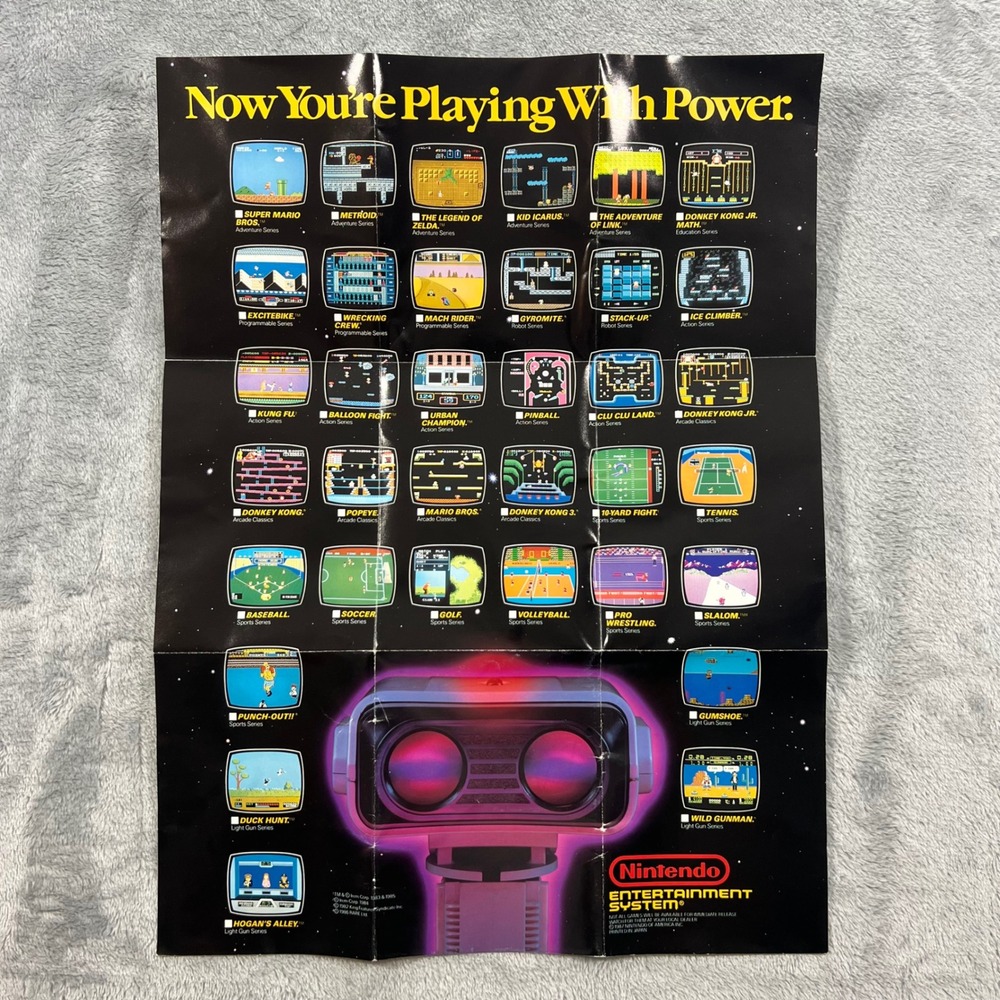 Nintendo NES Poster Vintage 1987 ROB Robot Black Classic Games 8-Bit Gaming